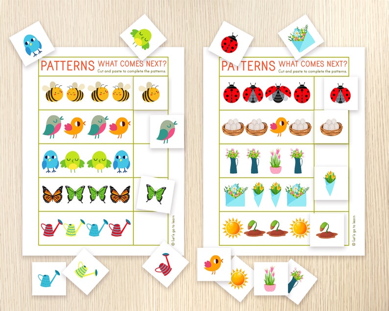 Spring Pattern Activities Spring Patterns Worksheets for Kids - What Comes Next Game ...