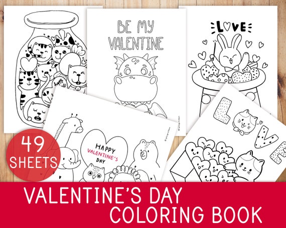 Valentine's Day Coloring Book Coloring Pages 49 Sheets