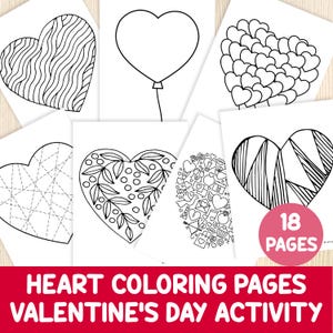 Herz Malvorlagen, Valentinstag Aktivität, Malseiten für Kinder, Vorschule, Kindergarten, Partygeschenke, Liebe, minimalistisch, Printable