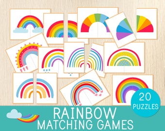 Giochi di abbinamento arcobaleno, 20 puzzle per bambini piccoli