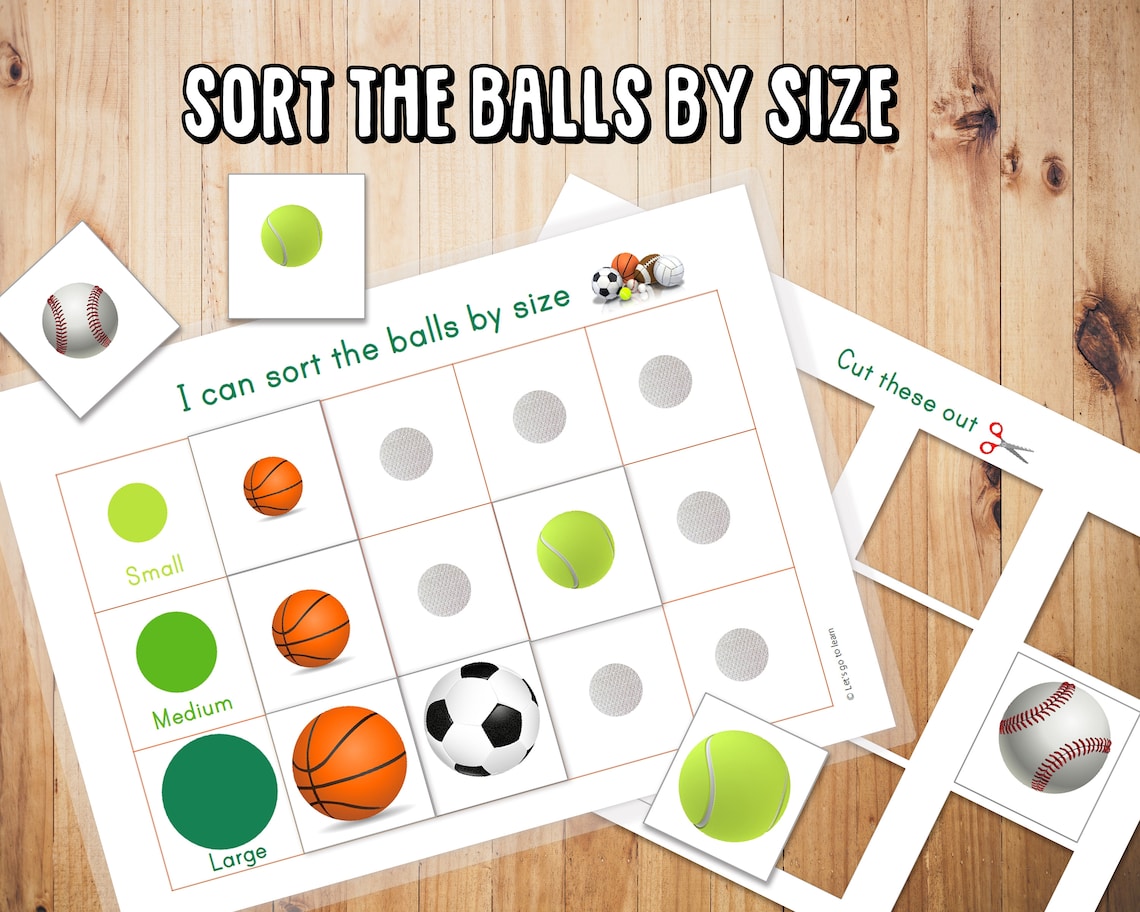 Sort the Balls by Size Worksheet Kids Activity Preschool Etsy