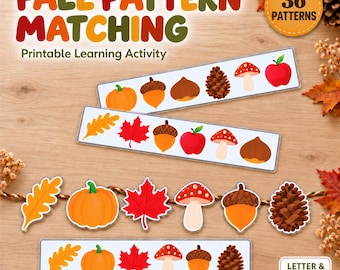 Fall Pattern Matching Activity — Autumn Task Cards — Preschool & Kindergarten Fine Motor Printable — Montessori Fall Learning Game