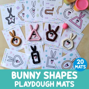 Paashaas vormt deegmatten - Play Doh-activiteit - 20 visuele kaarten - Fijne motoriek - kleuterschool - kleuterschool - educatief spel