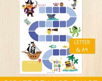 Pirate Reward Chart - Sticker Chart - Toddler, Preschool Kids - Letter & A4 - Potty Training Chart - Printable Behavior Chart - Goals Chart