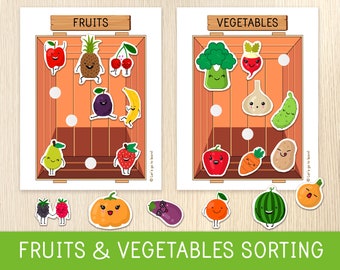fruits and vegetables sorting activity preschool worksheets etsy