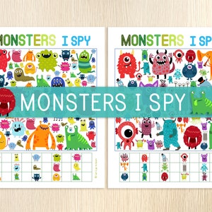 Monsters I Spy - 2 Games - Seek & Find - Look and Find - Party Game - Birthday Activity - Counting Activity - Preschool and Kindergarten