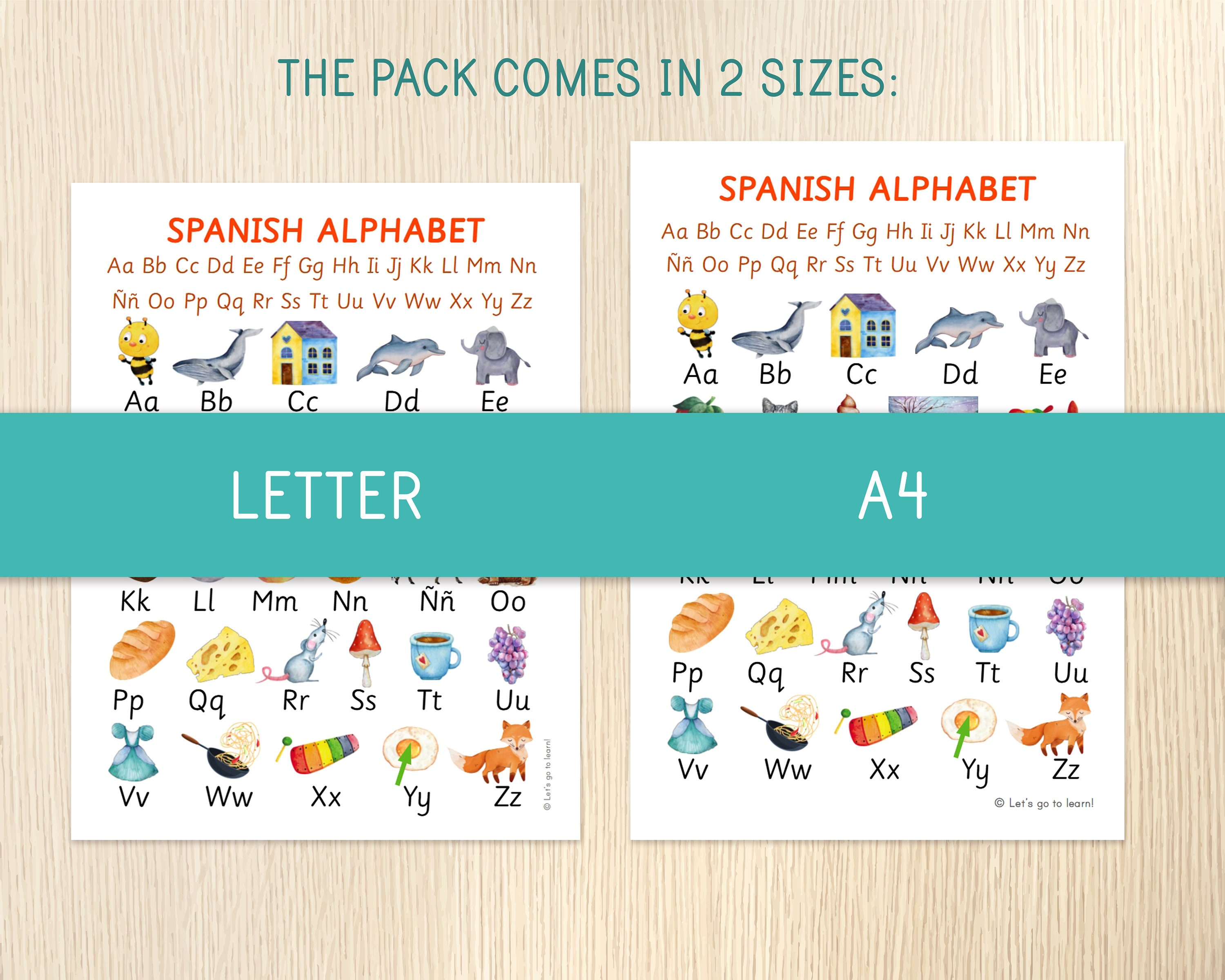 Spanish Alphabet Flashcards & Chart, 27 Cards, 1 Poster, Learn Spanish ...