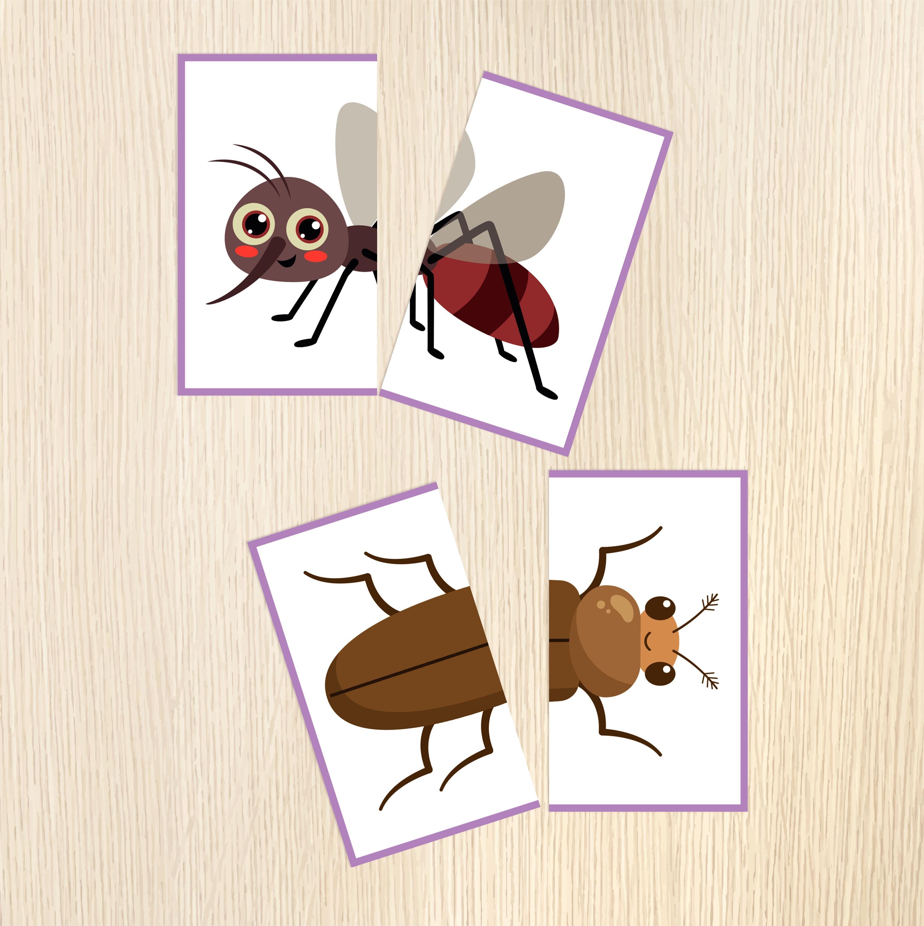 Bugs Matching Game - Insects Symmetry Cards - Toddler Matching Activity ...