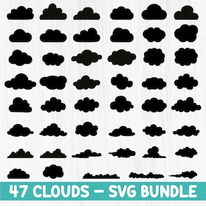 Clouds SVG-bundel - Cloud Set for Crafts - Vector Designs Pack - Clouds Cutting Machines-bestanden - Clouds Stickers - Cloud Shapes SVG - DIY
