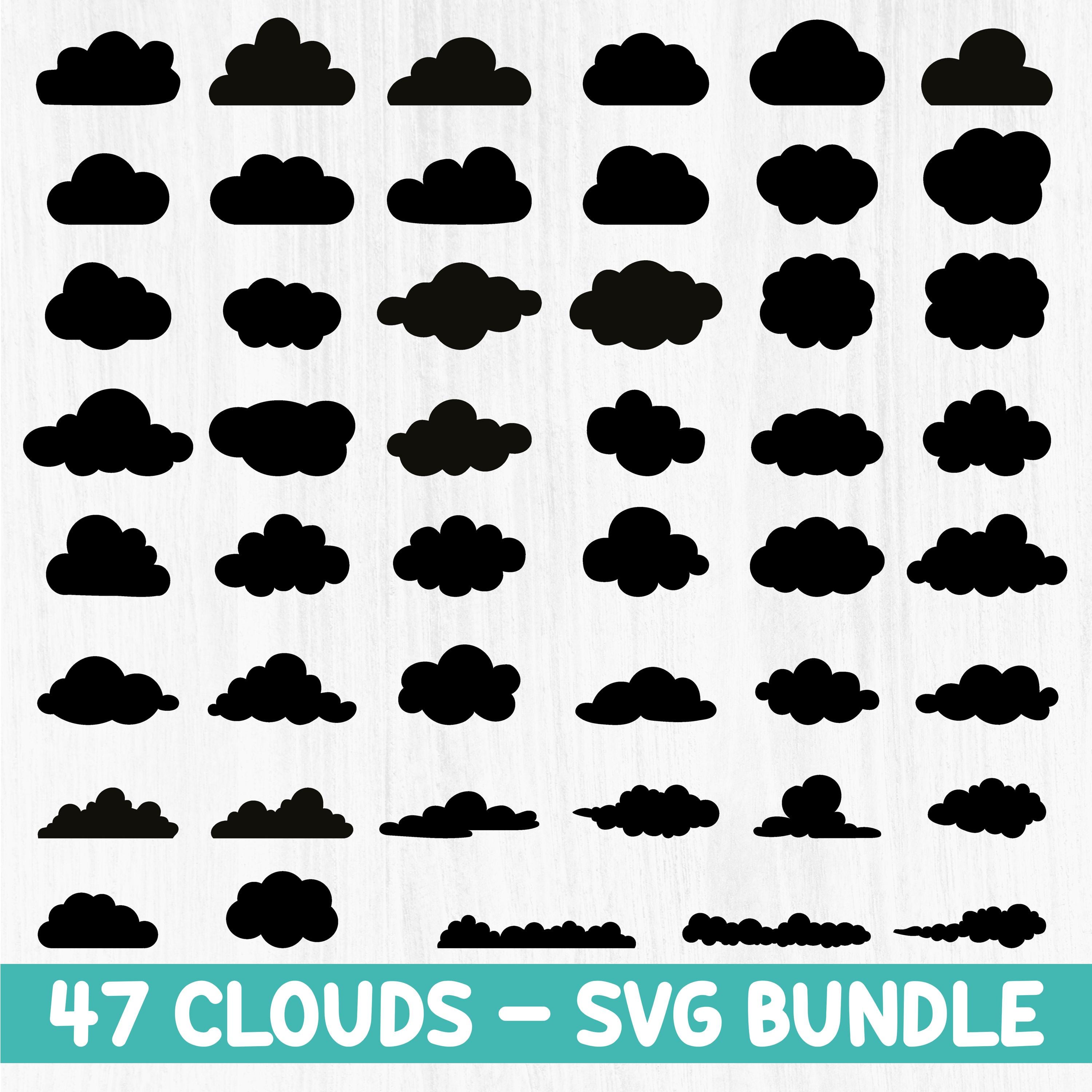 Clouds SVG Bundle - Cloud Set for Crafts - Vector Designs Pack - Clouds ...