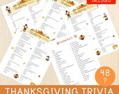 Thanksgiving Trivia Game, Party Games, Printable Trivia Games, Thanksgiving Trivia Night, Family Game, Friendsgiving,Trivia Quiz, Answer Key