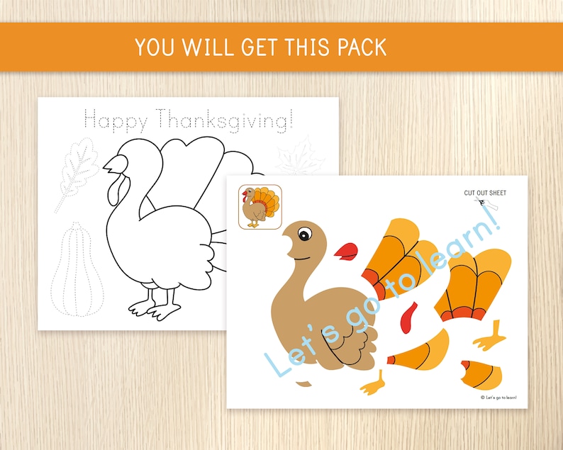 Build a Turkey Thanksgiving Worksheet for Kids Cut and Glue