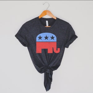 Republican Elephant Shirt | Retro Style | Republican Shirt | Conservative Shirt | Republican Gift | Distressed Short-Sleeve Unisex T-Shirt