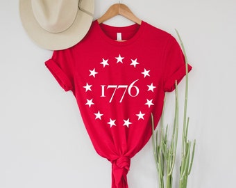 13 Star Betsy Ross Flag 1776 Shirt | 1776 Shirt | Pro America Shirt | Patriotic Shirt | Patriotic Gift | Short-Sleeve Unisex T-Shirt
