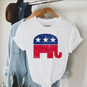 Republican Elephant Shirt | Retro Style | Republican Shirt | Conservative Shirt | Republican Gift | Distressed Short-Sleeve Unisex T-Shirt