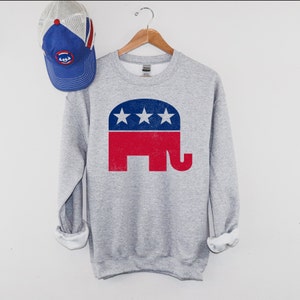 Republican Elephant Sweatshirt | Retro | Republican Sweatshirt | Conservative Sweatshirt | Republican Gift | Distressed Unisex Sweatshirt