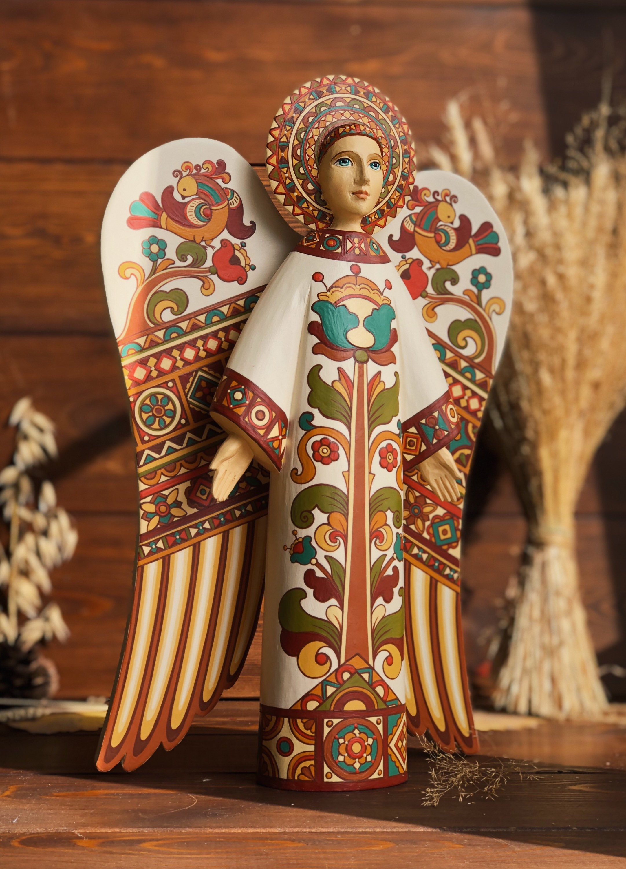 Collectible wooden Angel Hand-painted carved angel Wooden | Etsy