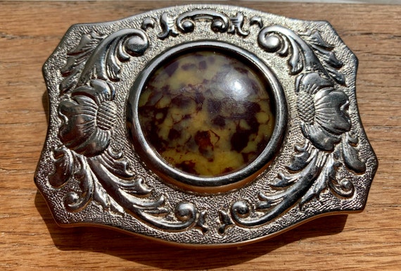 Beautiful Vintage Stone Belt Buckle with Horse - image 3