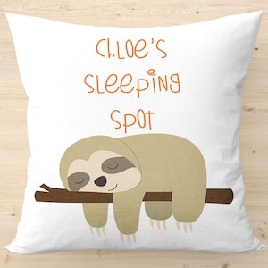 Personalised Sloth cushion cover, Gift for boy, Gift for girl, Sloth gift