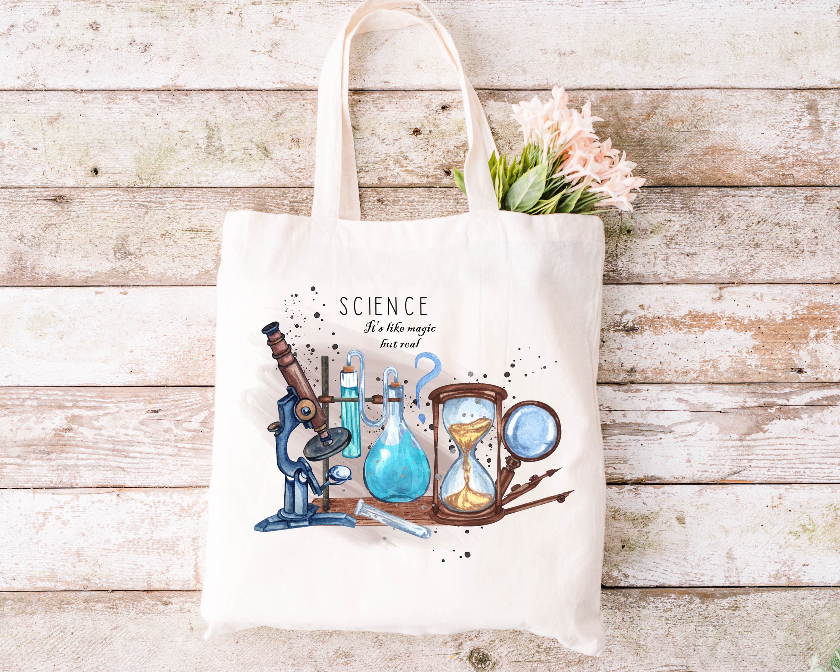 Science Tote Bag, Shopping, Reuseable, Recycle, Gift for Her
