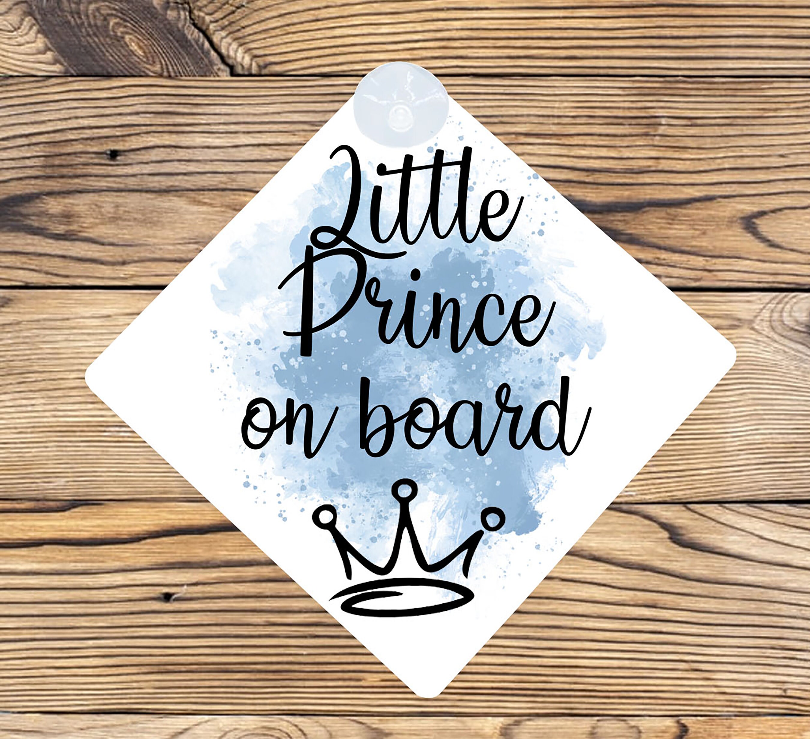 Little Prince Boy On Board Car Decal – Die-Cut Vinyl Sticker For Window, Bumper, Van – Custom Color, Made In UK