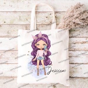 Personalised Cartoon Girl Tote bag