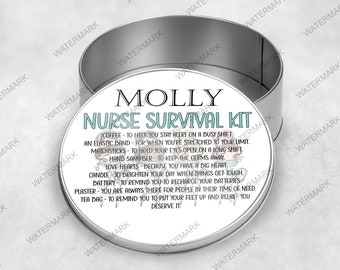 Personalised Nurse Survival Kit Tin, Gift for her, Gift for him, Nurse Gift, Doctor Gift, GP Gift