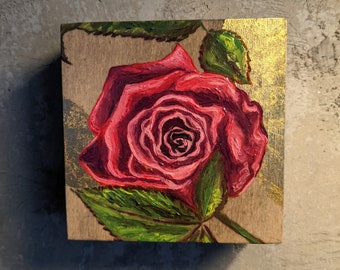 Original Mini Oil Painting on Gallery Wrapped Wood Panel Gift for Mom