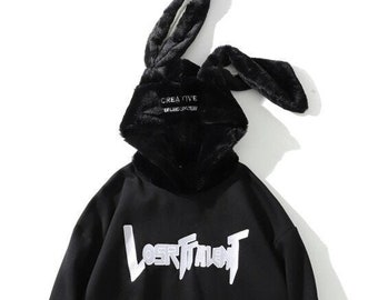white bunny hoodie with ears