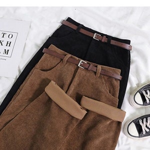 Dark Academia Clothing Corduroy Pants For Woman,Elegant High Waist Y2k Fashion 90s Lolita Fashion Cargo Pants For Ladies