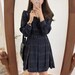 Vintage Dark Academia Clothing Plaid A-line Modest Dresses With Belt , Turndown Collar Fashion Cottagecore Dress