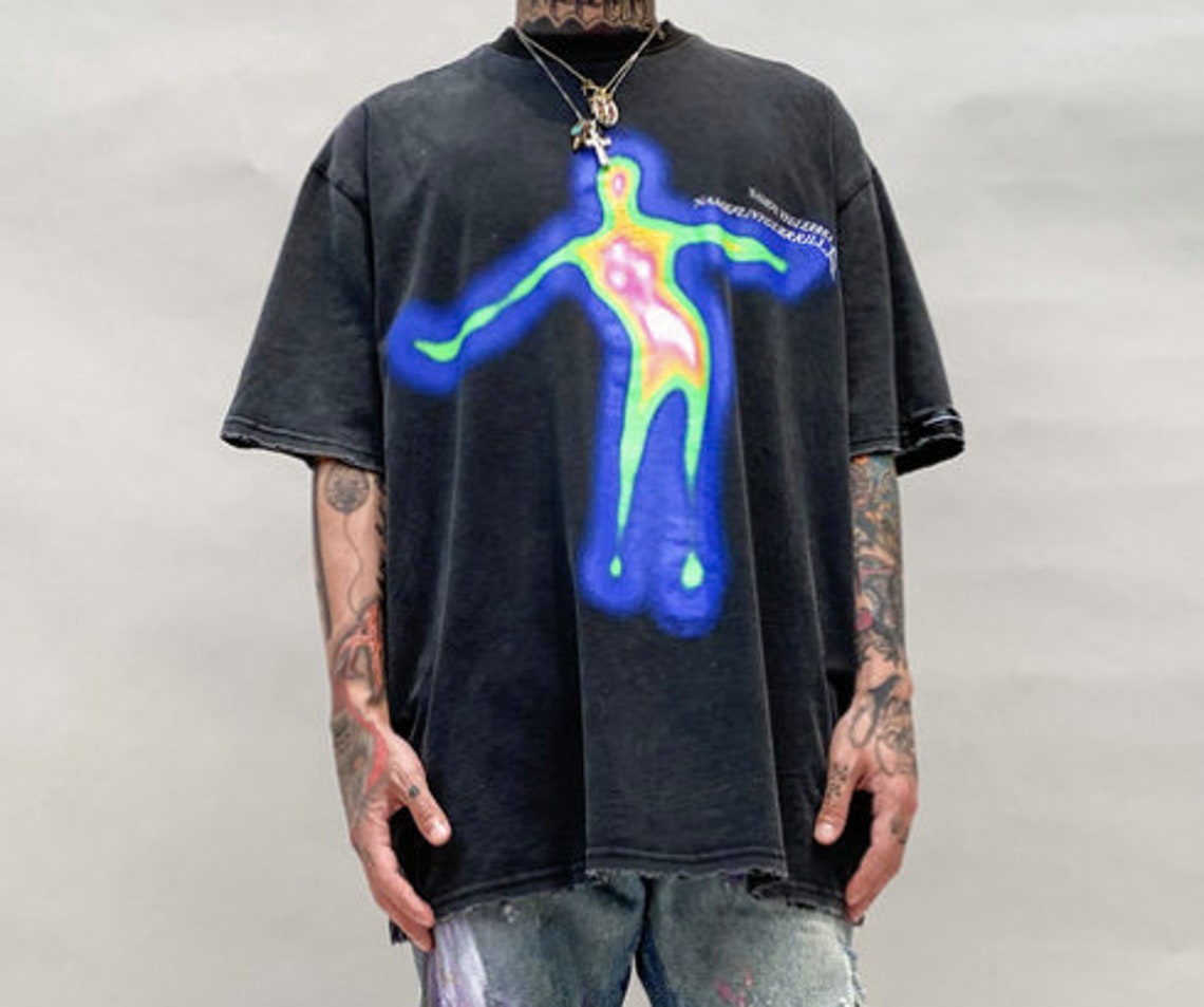distorted portrait graphic tee
