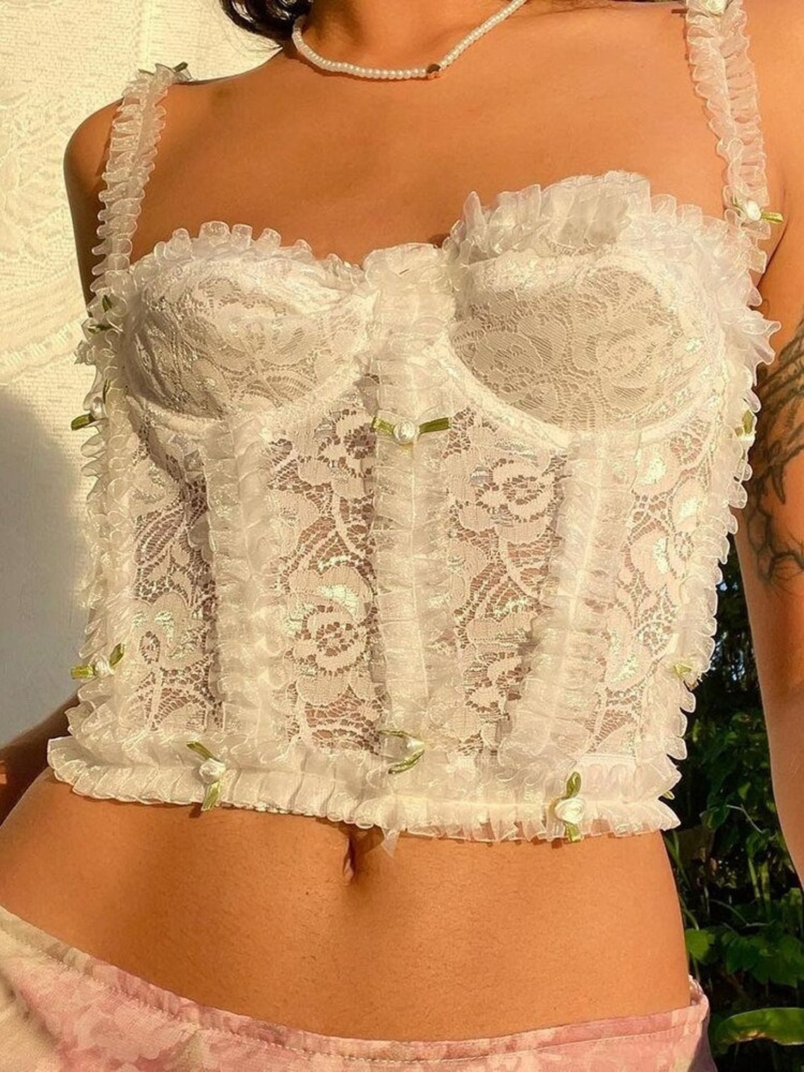 White Corset Top Floral Lace Corset Top Vintage Fairy Grunge Etsy