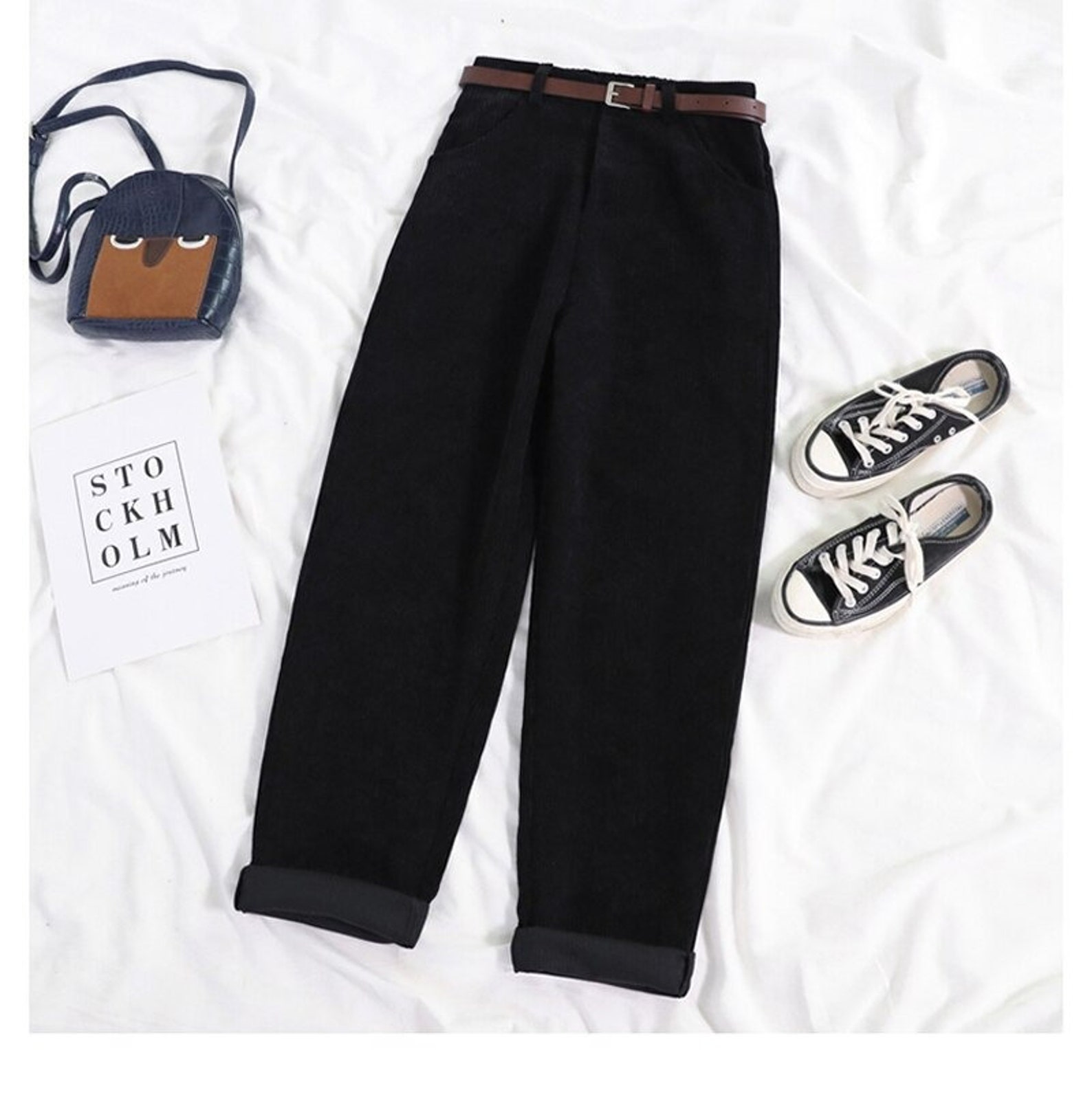 Dark Academia Clothing Corduroy Fabric Pants for Womanelegant - Etsy