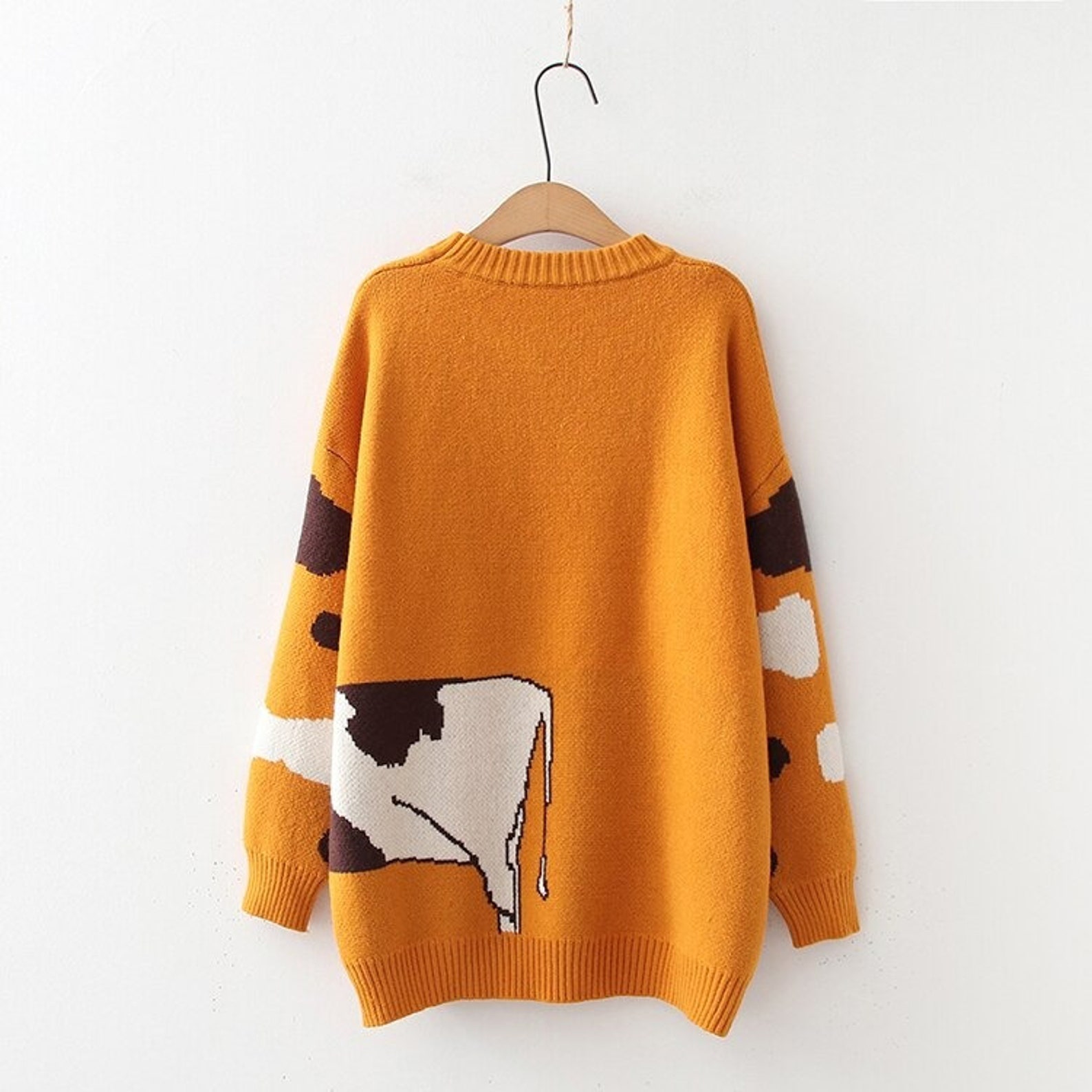 Jumper Cow Print Kawaii Loose Fit Knitted Pullover 2021 | Etsy