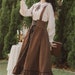 Dark Academia Clothing Long Midi Suspender Renaissance Skirt For Girls , Cottagecore Clothing Cute Lace-Up High Waist Ruffle A-Line Skirts 