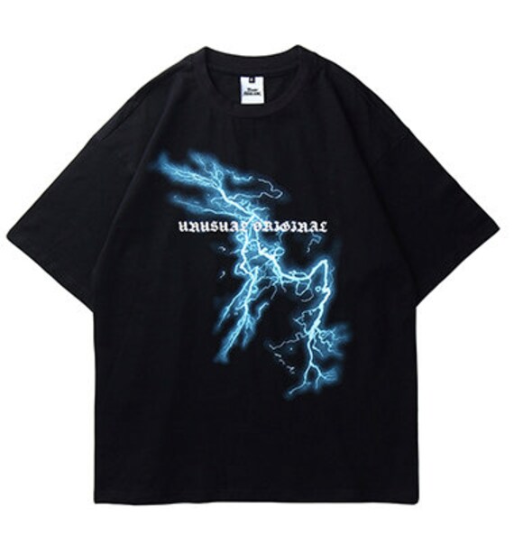 Lightning Skull Moon Streetwear Oversize Hiphop Loose T-shirt | Etsy