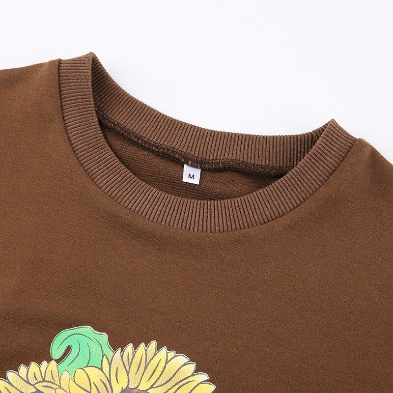 Floral Knit Fabric Indie Aesthetics Sunflower Graphic Crewneck - Etsy