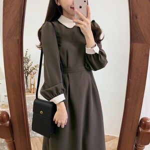 Dark Academia Clothing Peter Pan Collar Basic Dress light - Etsy