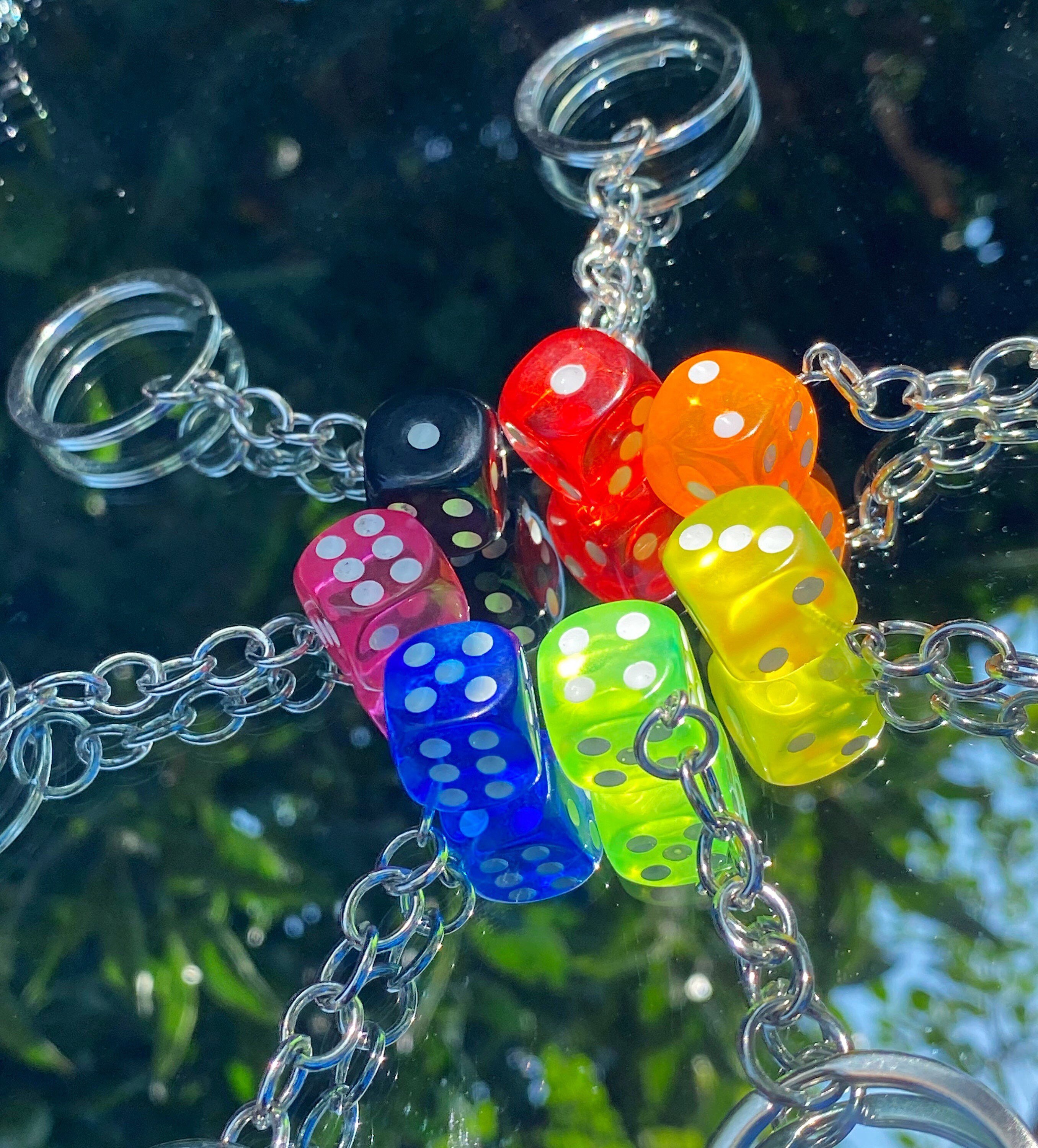 Multicolor Dice Keychains Keychain Charms Vibrant Keychain Etsy