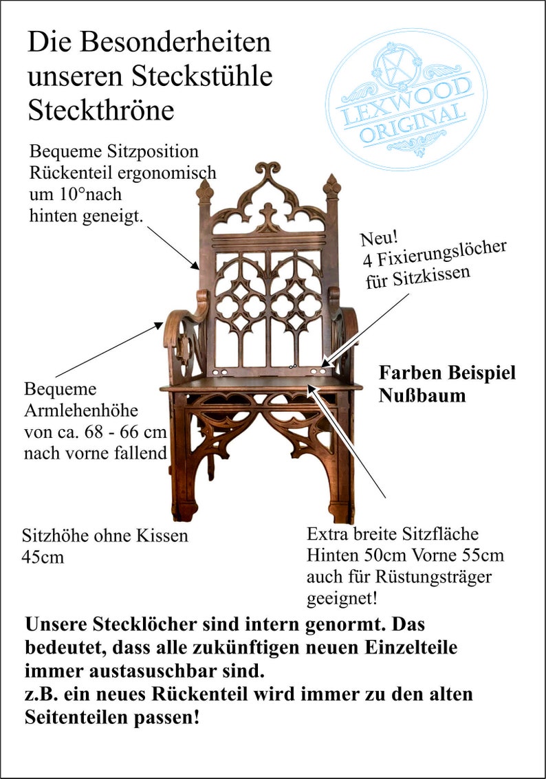 Steckstuhl Thron groß gotisch Bild 3