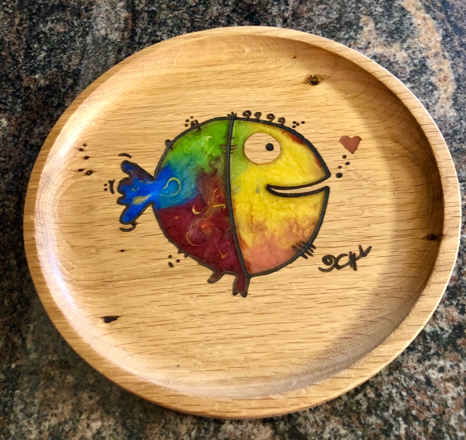 Plate Epoxy Wood Fish Etsy