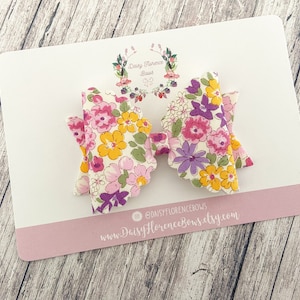 Pink purple floral scallop hair bow, hair clips, headbands, toddler hair accessories