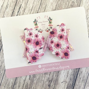 Lilac floral glitter scallop hair bow, hair clips, headbands, toddler hair accessories