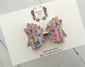 Liberty floral sparkly glitter hair bow, hair clips, headbands, toddler hair accessories