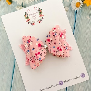 Baby pink floral sparkly glitter hair bow, hair clips, headbands, toddler hair accessories
