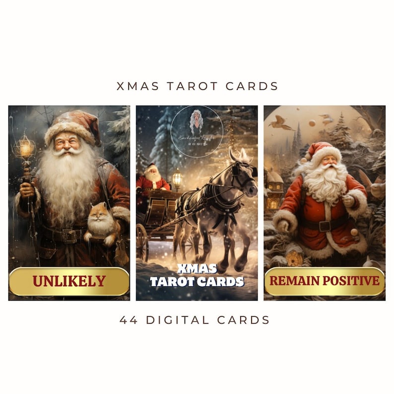 Digital Tarot Cards Digital Xmas Tarot Digital Planner Deck Major Minor Arcana Printable Cards