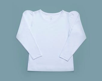 Girls Pima Cotton Long Sleeve Shirt Blank Ready for Embroidery and HTV Vinyl
