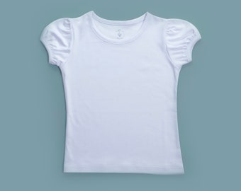 Girls Short Sleeve Blank Shirt | 100% PIMA COTTON | Ready for Embroidery or HTV Vinyl