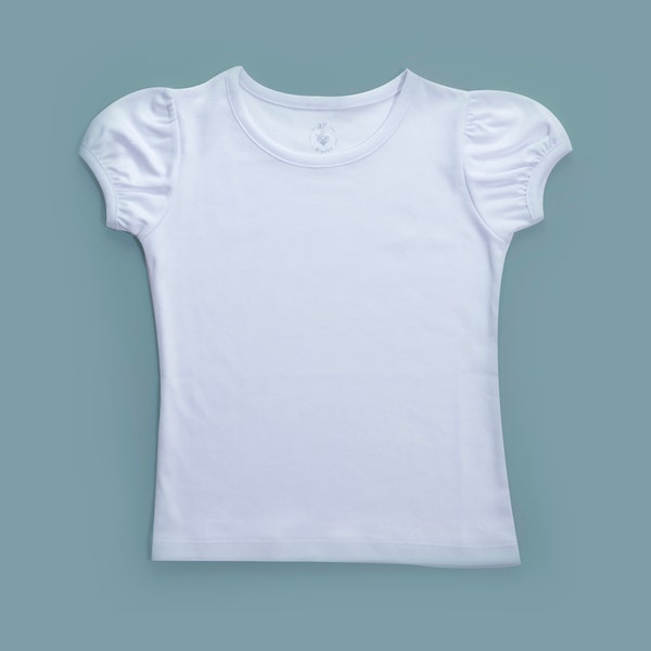 Girls Short Sleeve Blank Shirt | 100% PIMA COTTON | Ready for Embroidery or HTV Vinyl